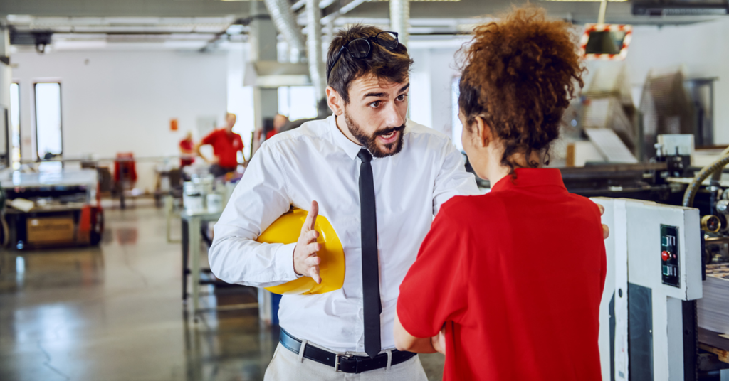 leader yelling at worker