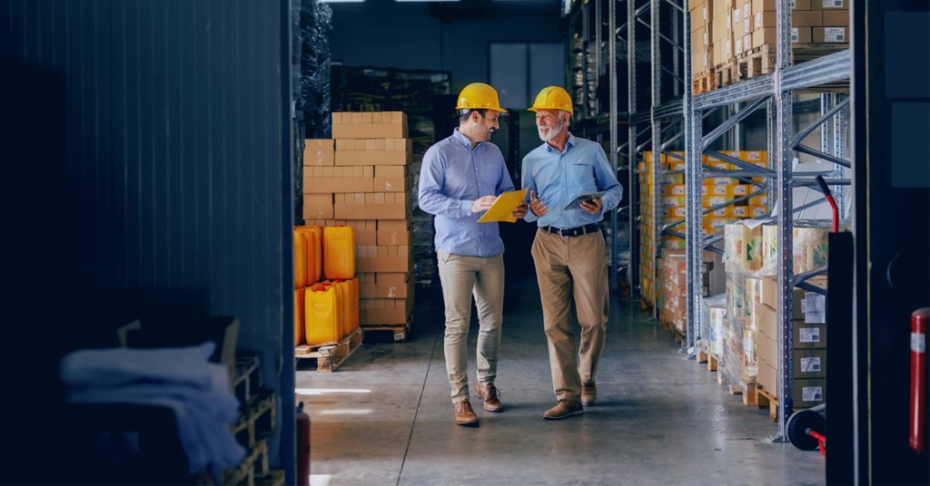 Warehouse Workers Walking and Talking